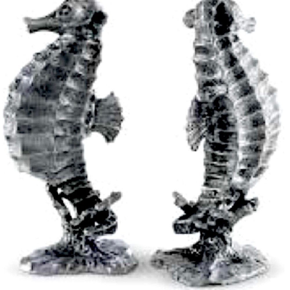 Seahorse Pewter Salt Pepper Shakers Set - Picture 2 of 10